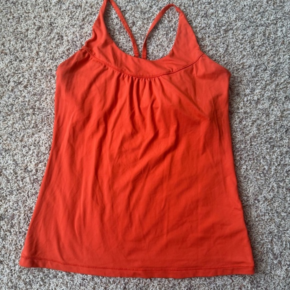 Lolë Vtg Tank / Racer Top Womens Medium Orange Built In Bra - Picture 3 of 12